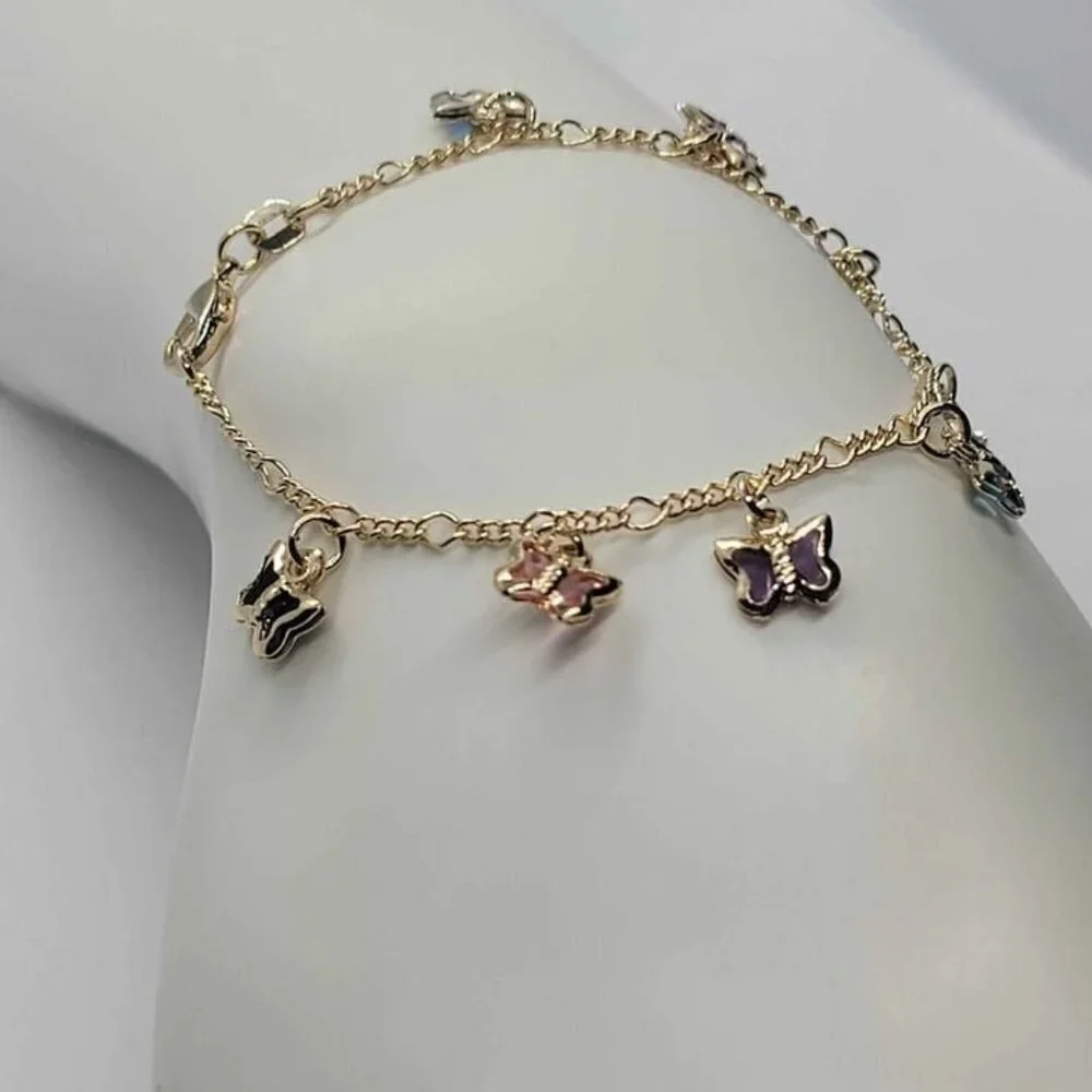 Brazilian 18k Gold Filled Multi color Butterfly Bracelet - Picture 4 of 6